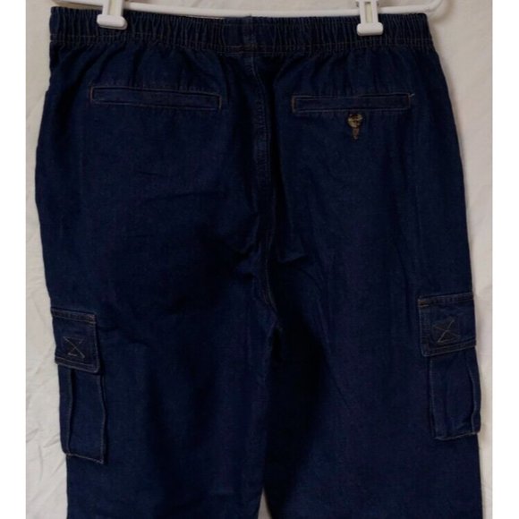 Haband Casual Joe Medium Elastic Waist Pullon Zipper Dark Wash Cargo Jeans 30x31 - Picture 6 of 9